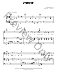 Zombie piano sheet music cover